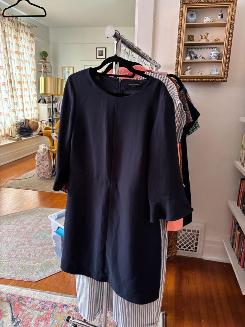 Banana Republic Navy Long-Sleeve Shift Dress